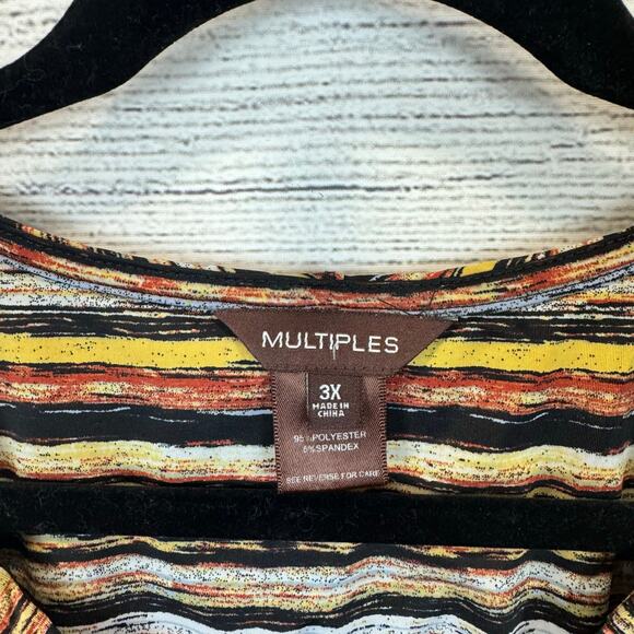 Multiples Plus Size Fall Striped Black Yellow Blouse Size 3X - Picture 2 of 6